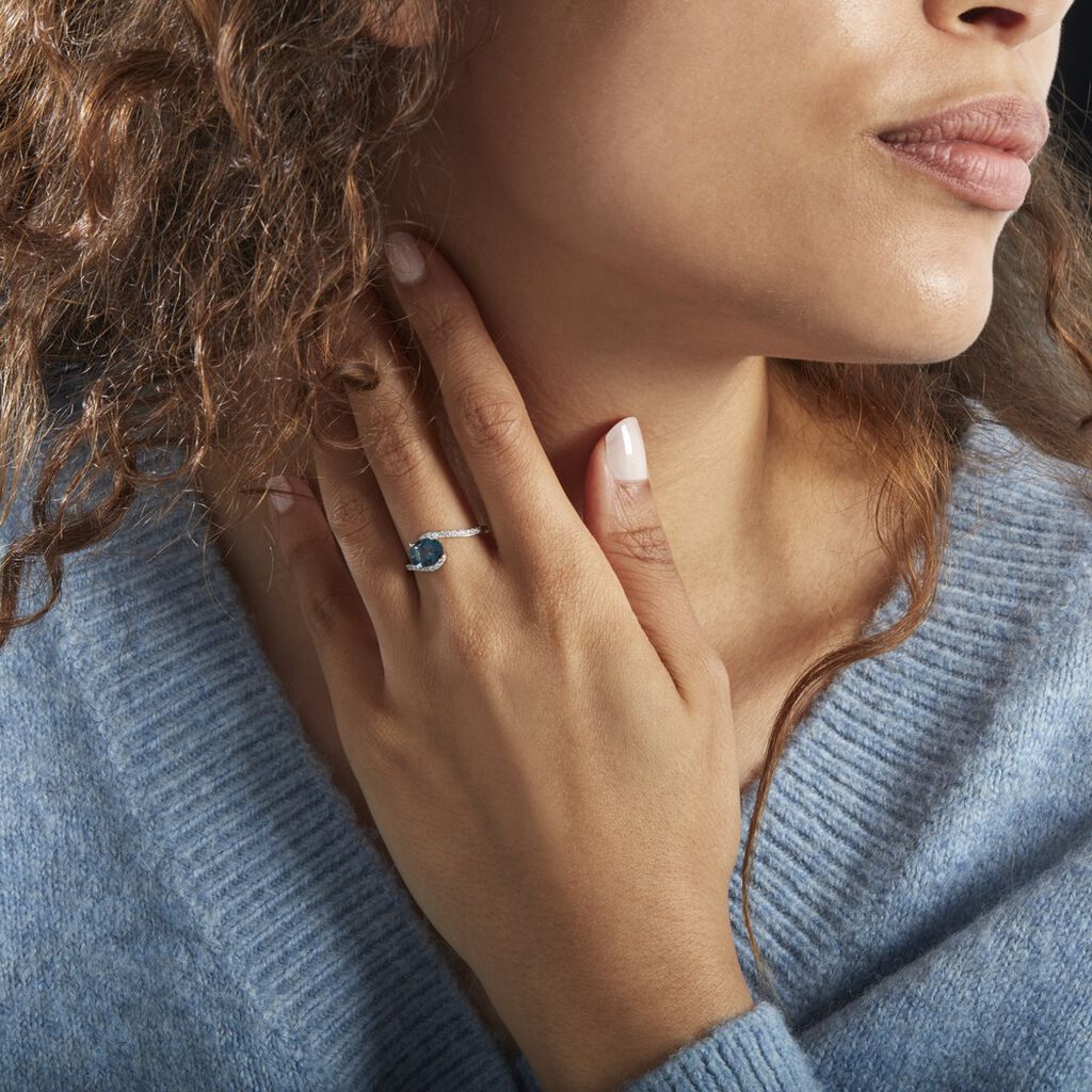 Bague Or Blanc Erwin Topaze Oxydes De Zirconium