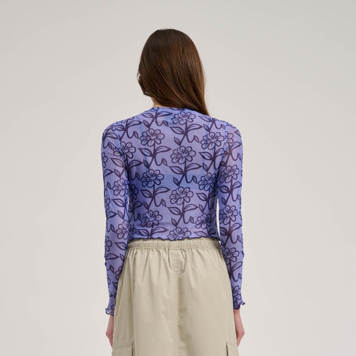 Santa Cruz Delfino Flower Mesh Crop LS Blue