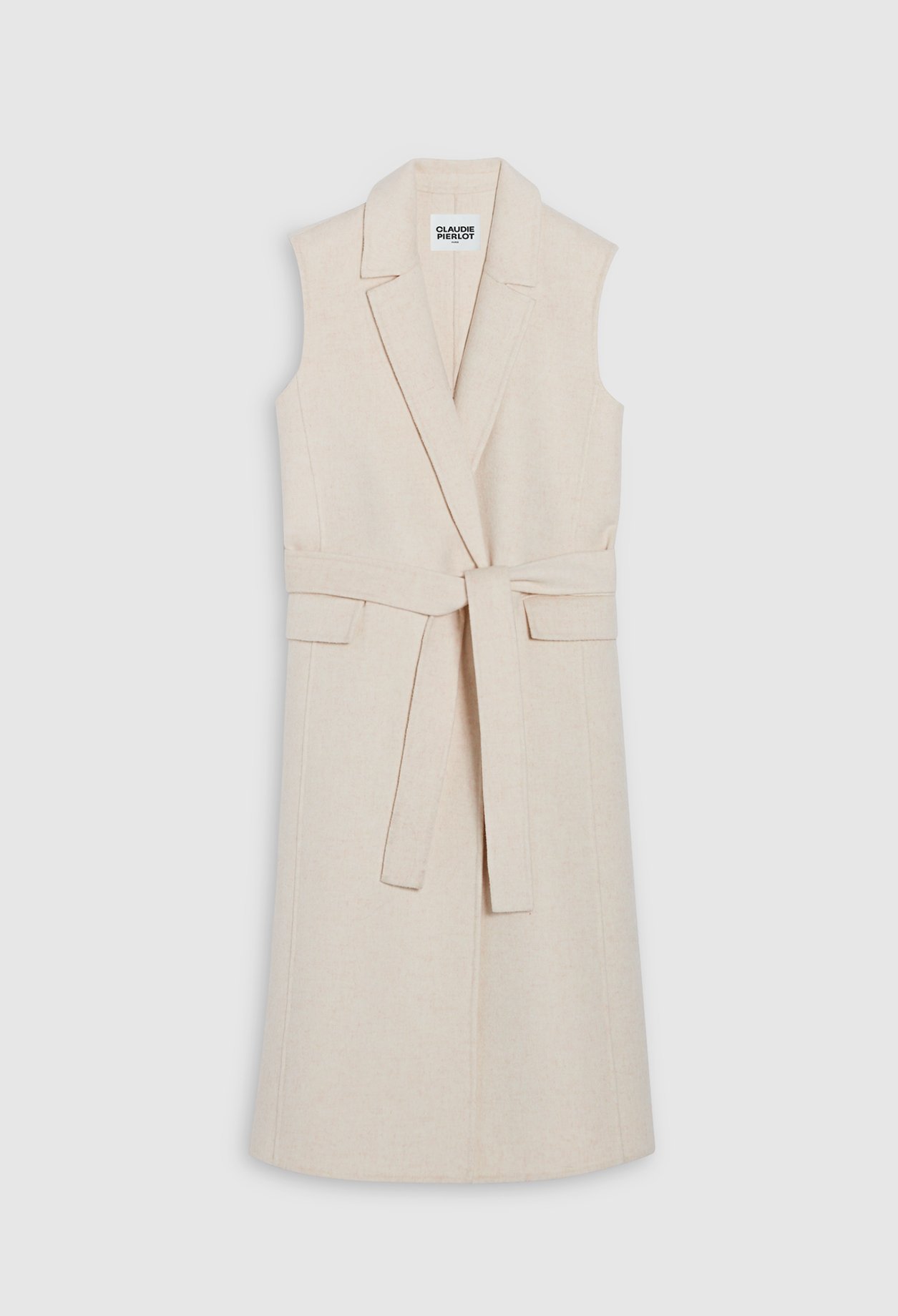 Manteau vanille laine sans manche