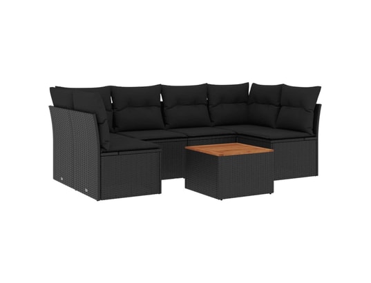 VIDAXL - Salon extérieur Salon de jardin 7 pcs avec coussins noir résine tressée