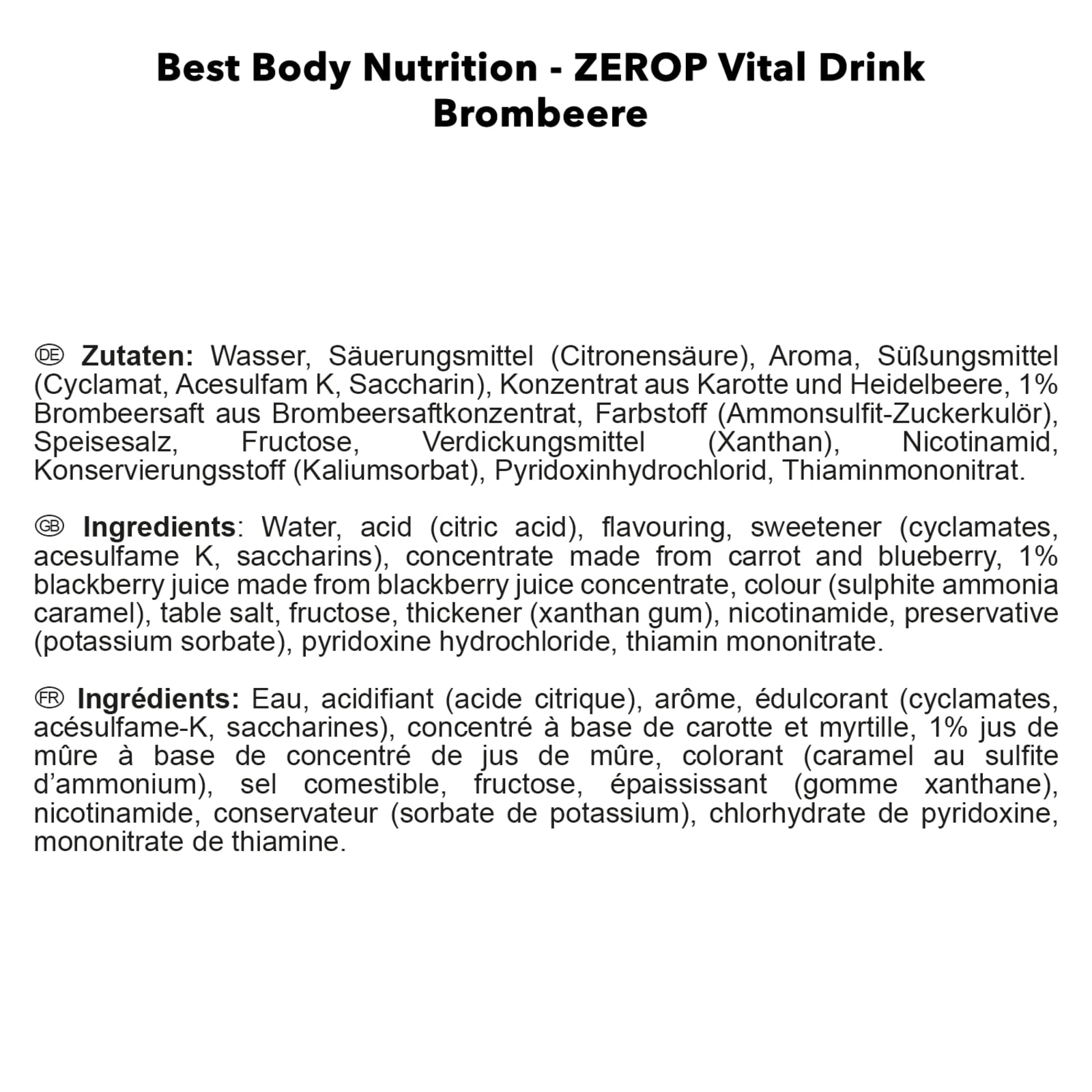 Vital Drink Konzentrat - 1000ml - Blackberry