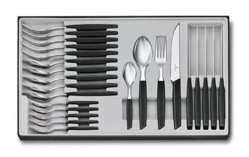 Besteck-Set Swiss Modern 24-teilig, Schwarz<br>Tafelbesteck für 6 Personen