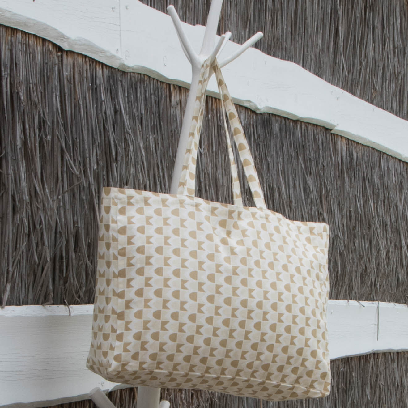 Febronie Sac de plage en Coton Skandi sable - 44x54x22 cm