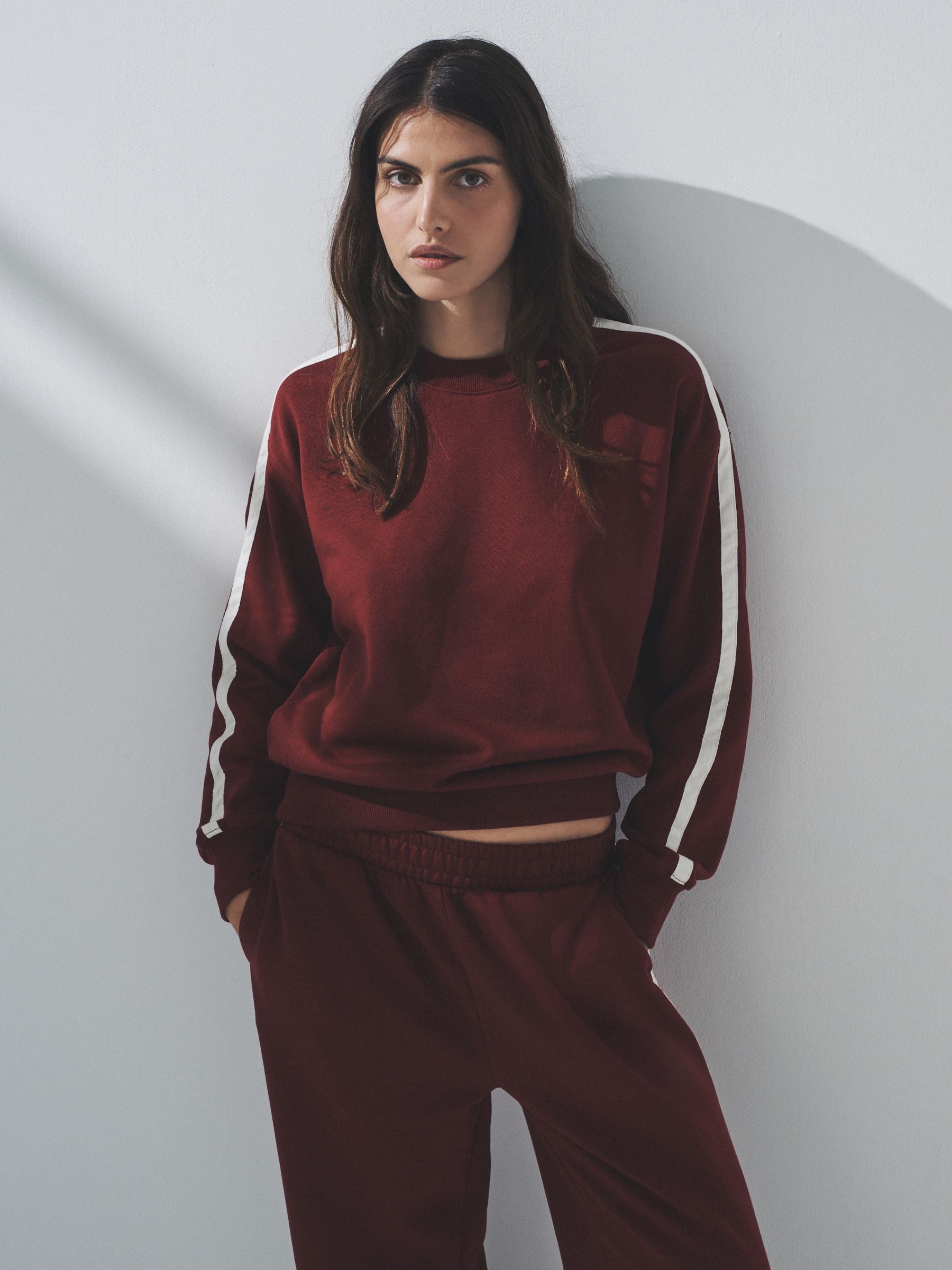 The Set 2 Piece Taped Crew Neck Sweatshirt and Wide Leg Joggers Set