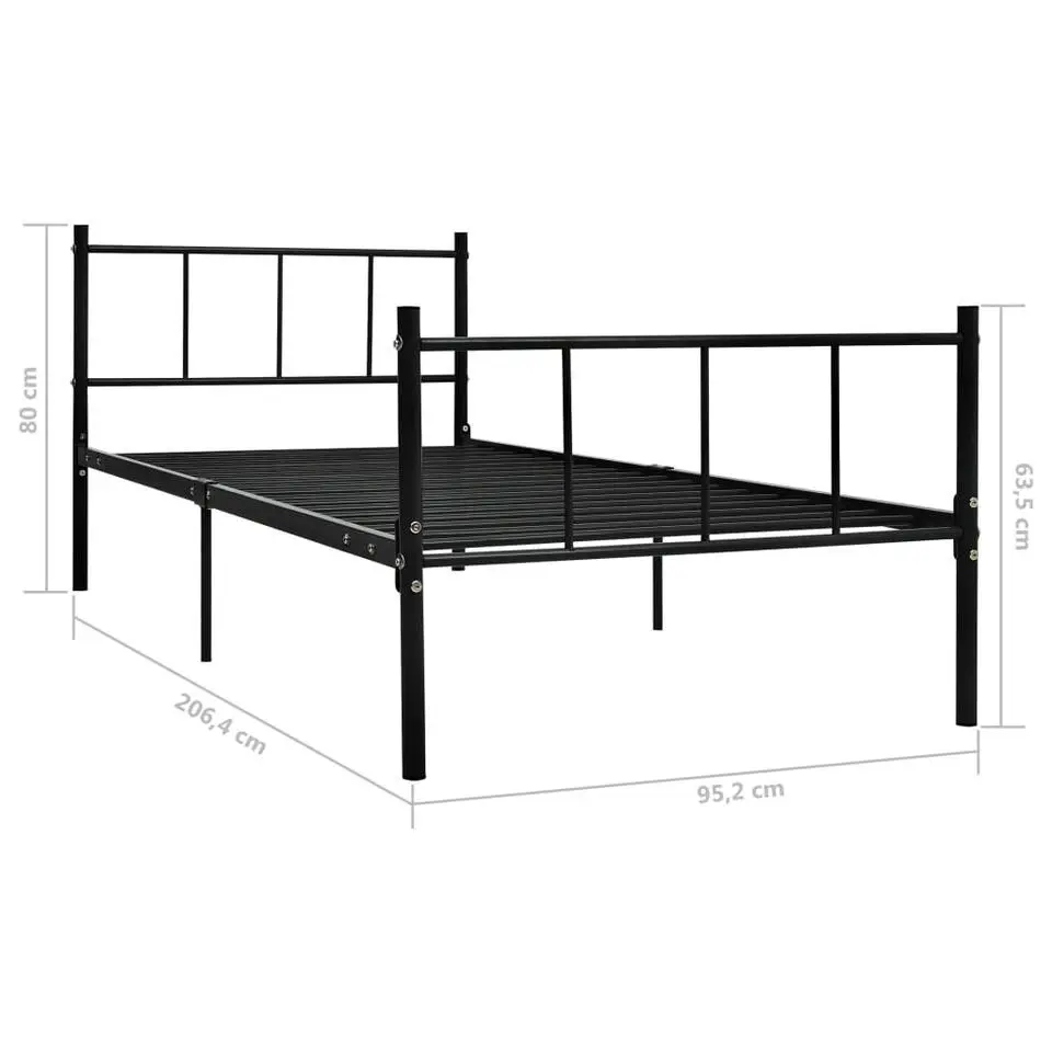 vidaXL - Bed frame met hoofdeinde zonder matras - Zwart - Metaal - 90x200 cm