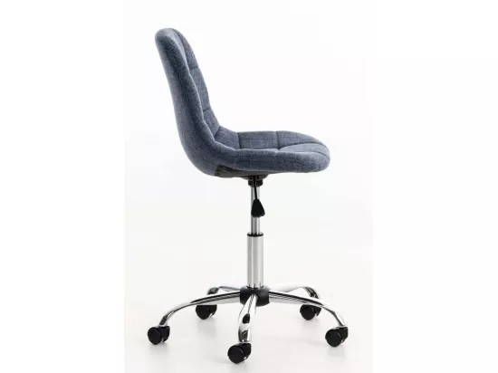 Chaise de bureau - Tissu & Métal chromé - Bleu - Emil
