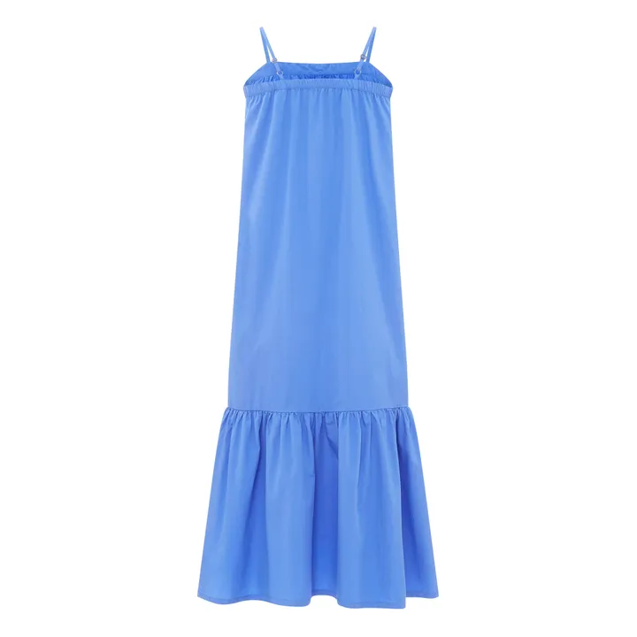 SMALLABLE BASICS Robe Midi à Fines Bretelles Femme Popeline Organique | Bleu