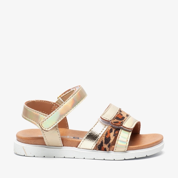 Blue Box meisjes sandalen goud met luipaardprint