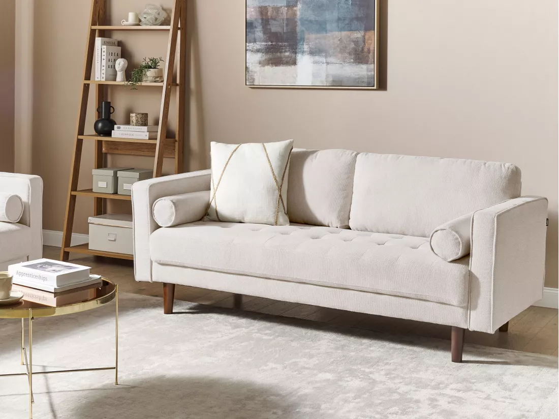 Canapé 3 places en tissu beige NURMO