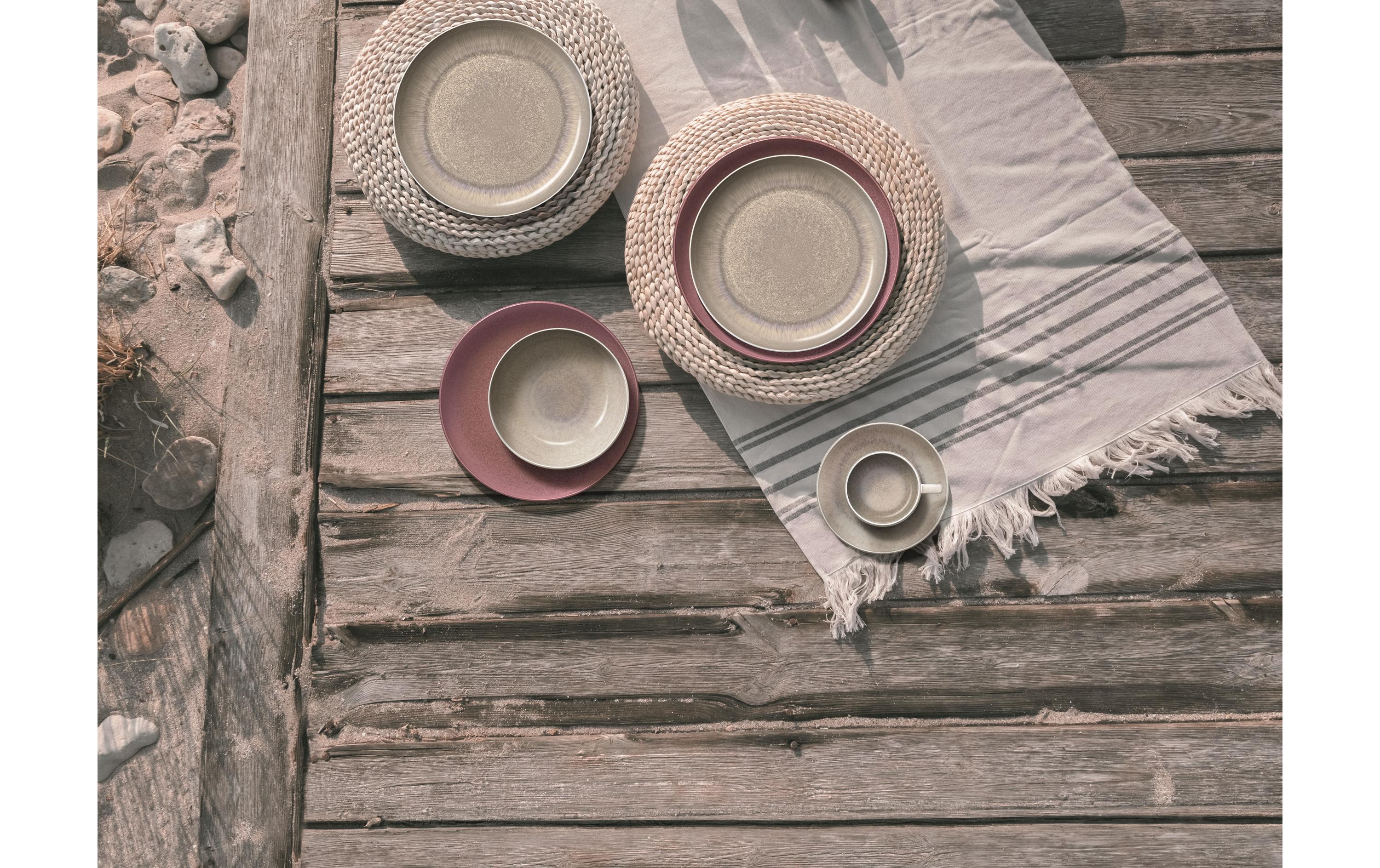 Speiseteller Perlemor Sand 6 Stück, Beige<br>Speiseteller Set aus Porzellan