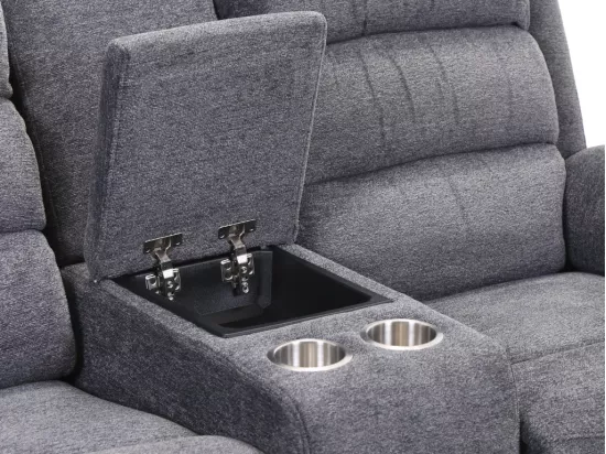 Canapé 2 places relax électrique avec tablette en tissu anthracite NEVERS