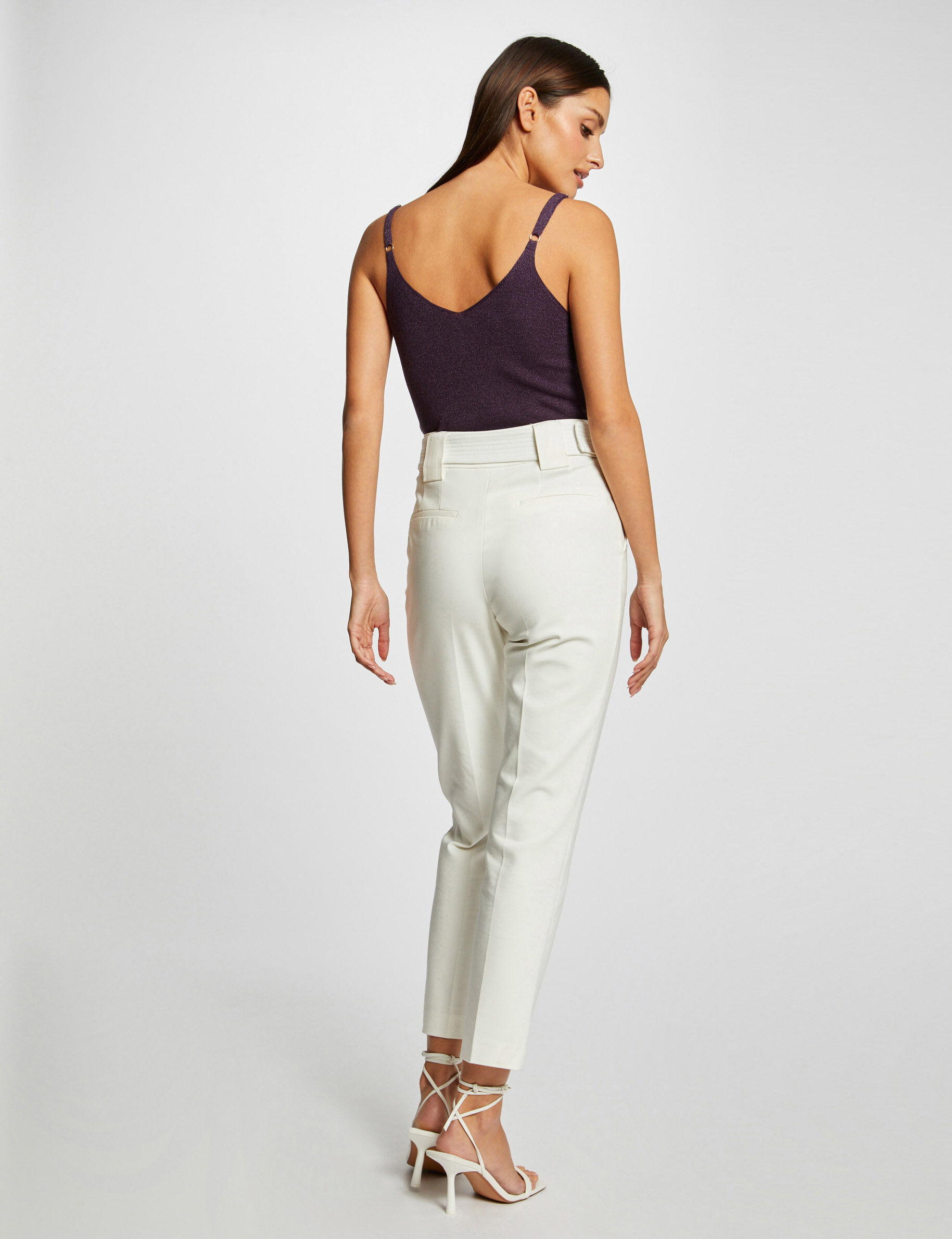 Pull débardeur bretelles fines prune femme - prune