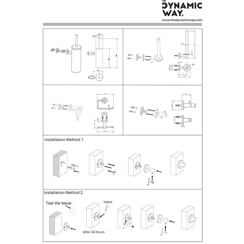 Dynamic Way RVS toilet accessoires set zwart