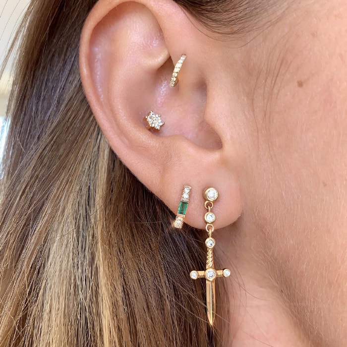Boucle d'oreille - Enemy - Laiton plaqué argent 10 microns