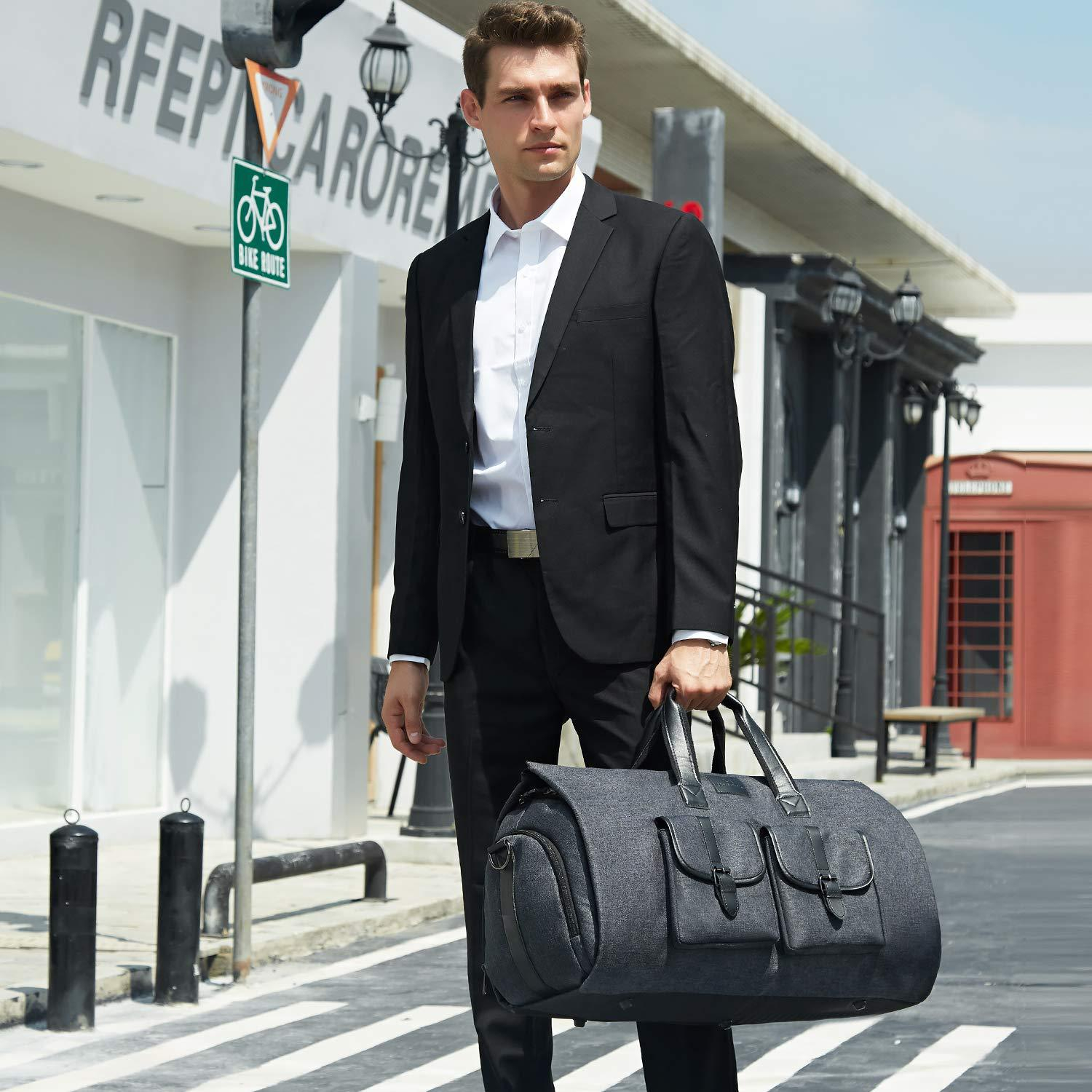 (60x30cm) Multifunktions Stoff Reise Tasche Business Bag mit Anzugstasche / Schuhfach - Dunkelgrau