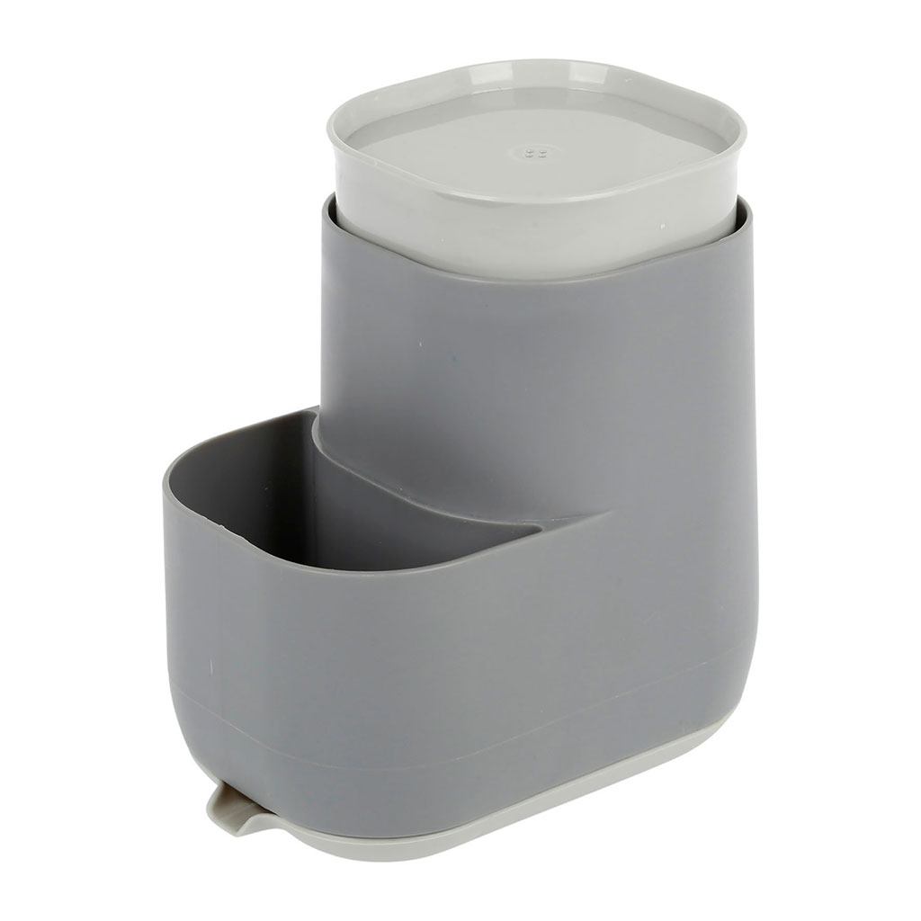 Distributeur de liquide vaisselle et porte éponge en plastique H 15cm