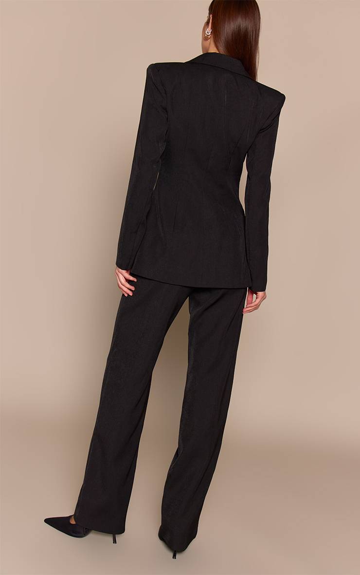 Noir Pantalon Droit À Pinces Tissé Premium Ensemble Coordonné