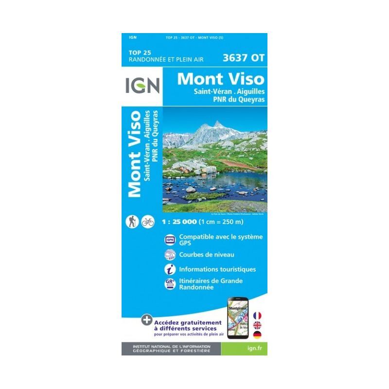 Mont Viso / Saint-Veran Aiguilles / PNR du Queyras - Carte topographique