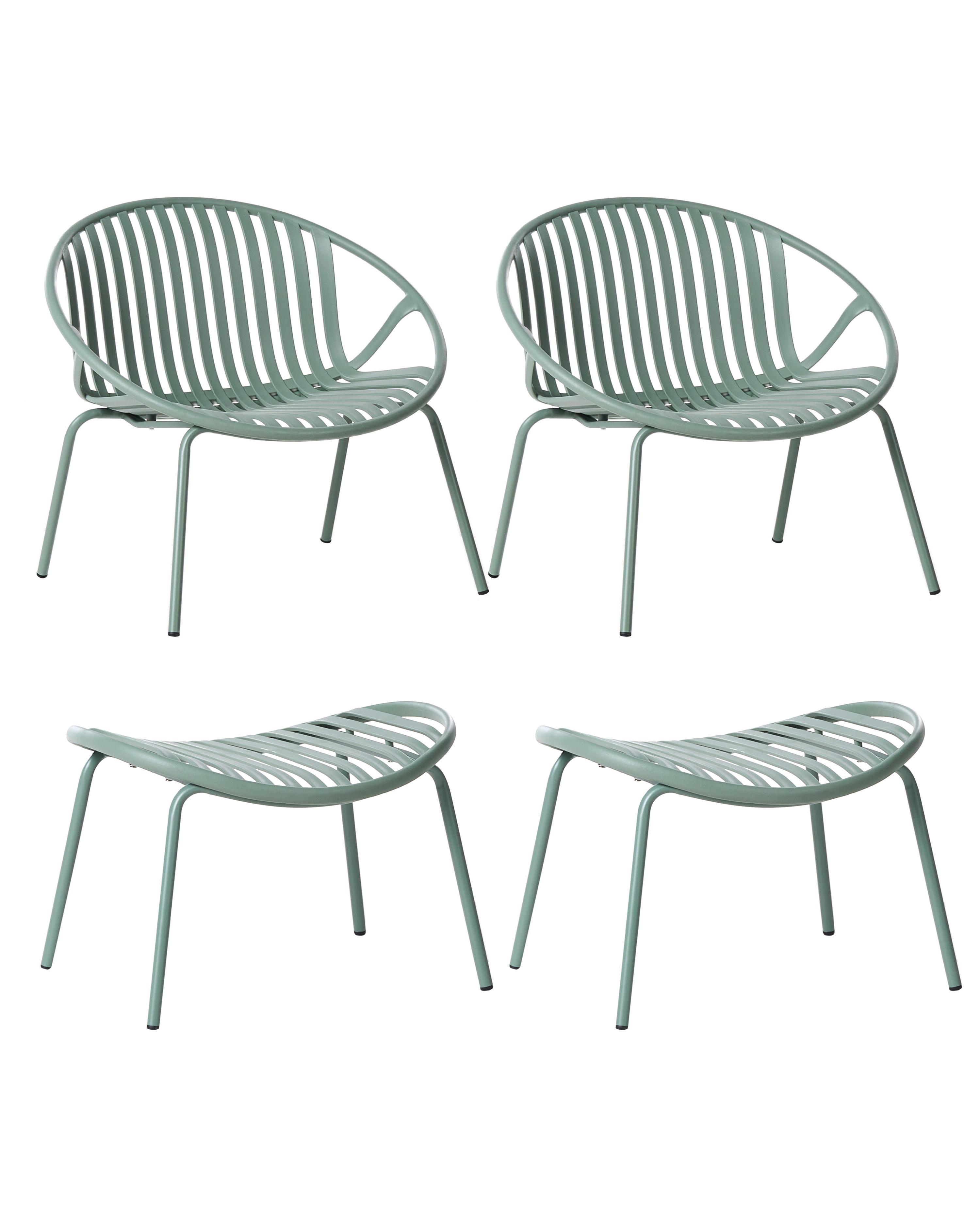 Set van 2 tuinstoelen CASPERIA met voetenbank Groen