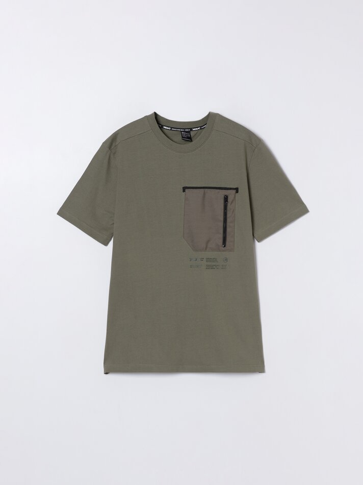 Camiseta estampada com bolso - Verde escuro