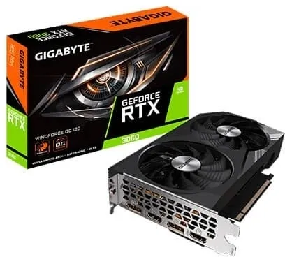 GIGABYTE RTX 3060 Windforce OC 12G, GeForce RTX 3060, 12 GB, GDDR6, 192 Bit, 7680 x 4320 pixel, PCI Express x16 4.0 - LHR