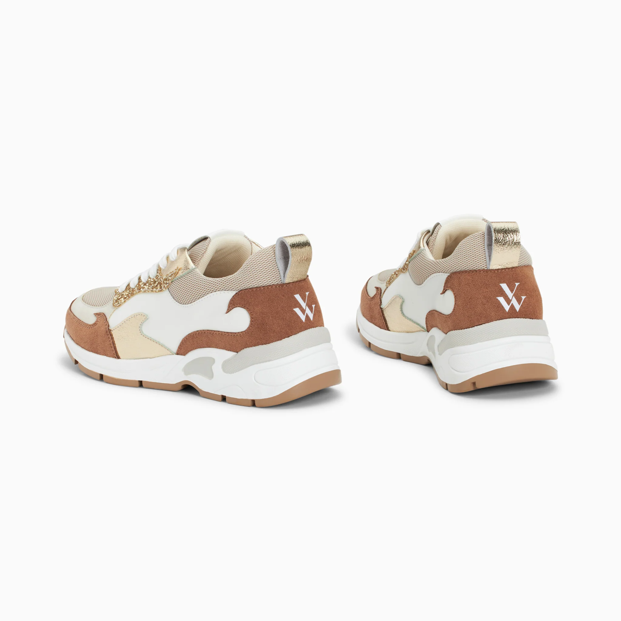 Sneakers-Baskets flamme Juliette blanc et camel