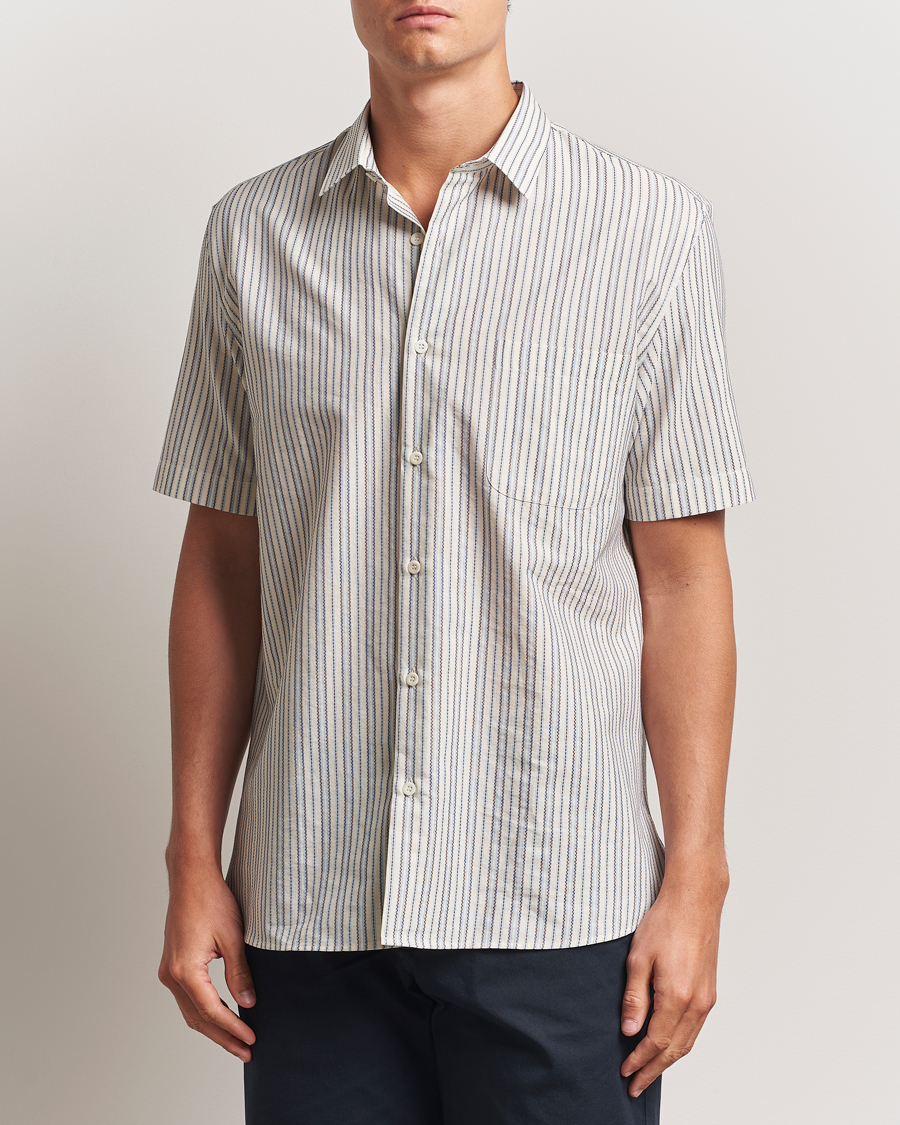 Sunspel Vintage Stripe Shirt Ecru/Denim