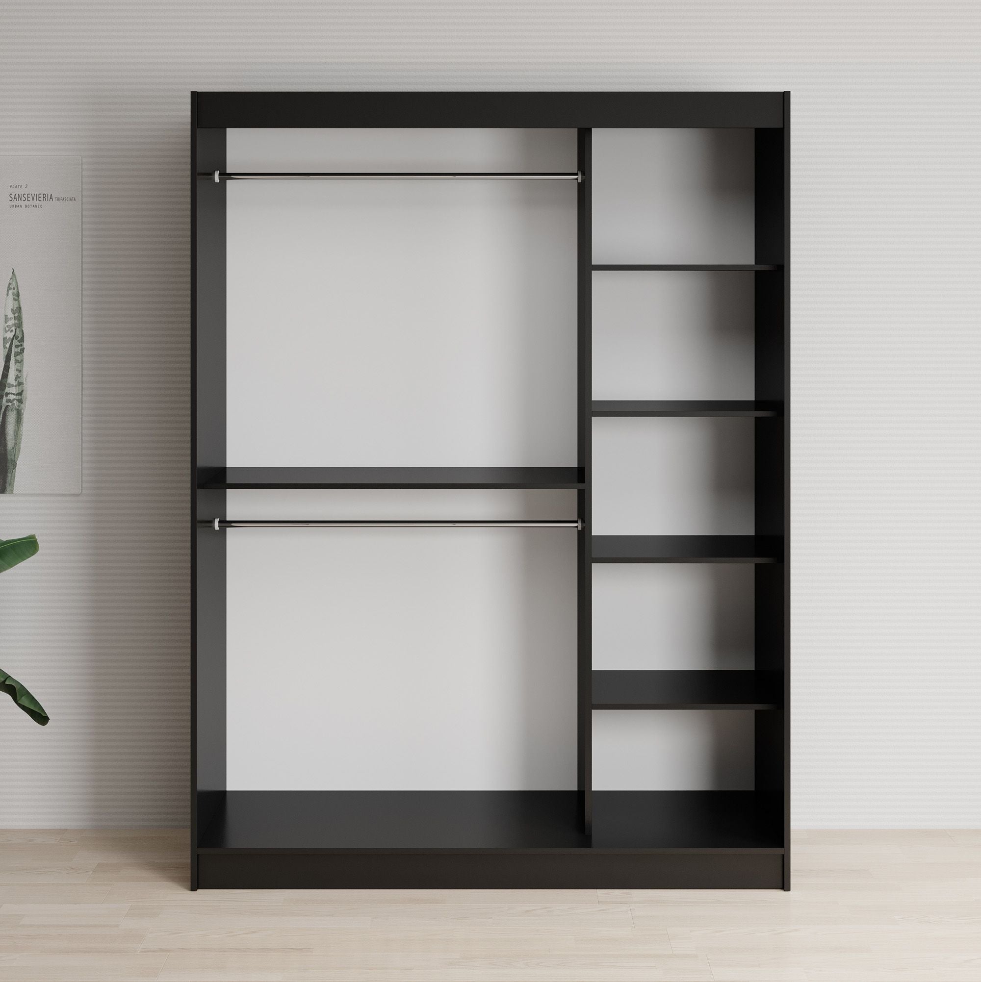 Lisbon 2 - Kledingkast met schuifdeuren - Zwart/eiken - 150x62x200 cm