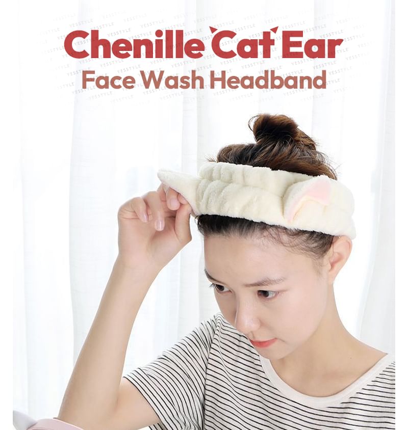 Yulu - Chenille kattenoor gezichtsreiniger hoofdband