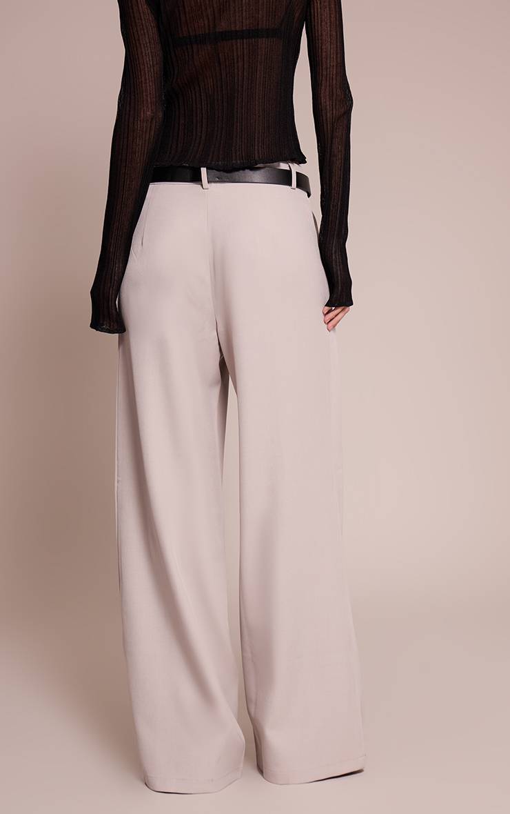 Gris Galet Pantalon Large Tissé À Double Pli
