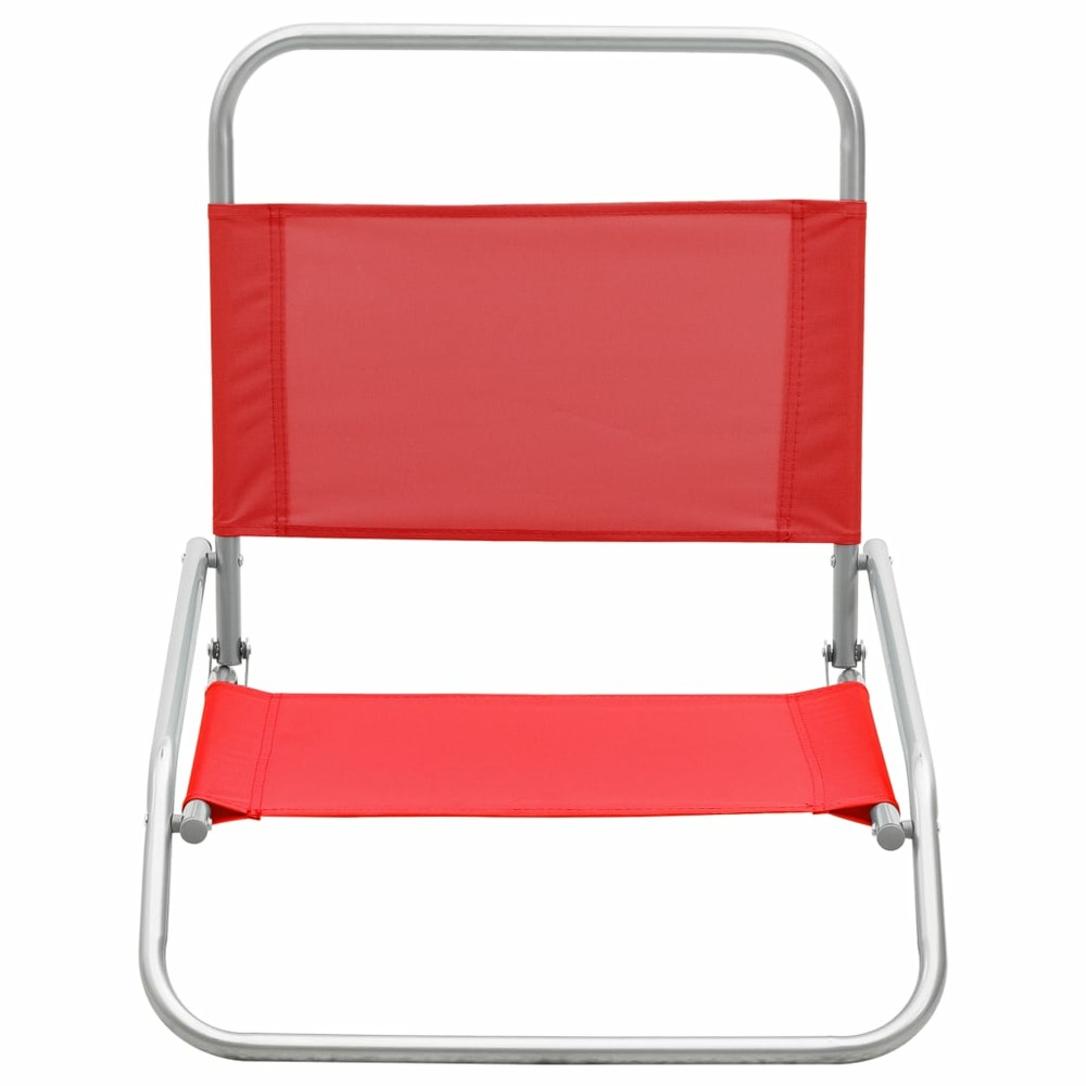 Chaises de plage pliables 2 pcs rouge tissu