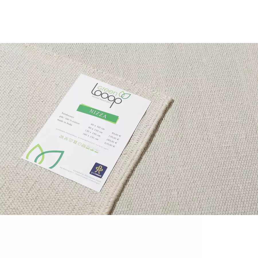 Green Looop Handweb-Teppich Nizza hellgrau