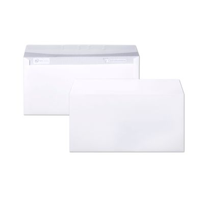Clairefontaine Clairalfa - 250 Enveloppes DL 110 x 220 mm - 90 gr - sans fenêtre - blanc - bande adhésive