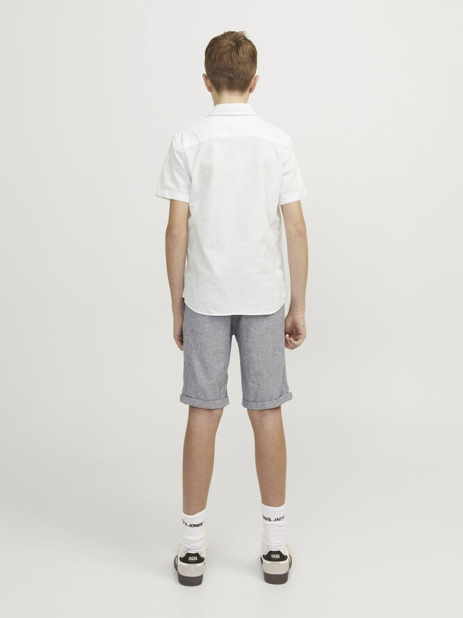 Jack & Jones JJELINEN BLEND SHIRT SS SN JNR White