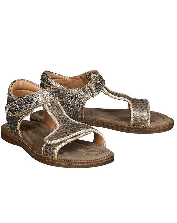 Leder-Sandalen ALMA mit Klett in stone