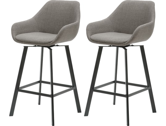 CONCEPT1 - Tabouret de bar Lot de 2 T. Moss gris argent tissu (plan)