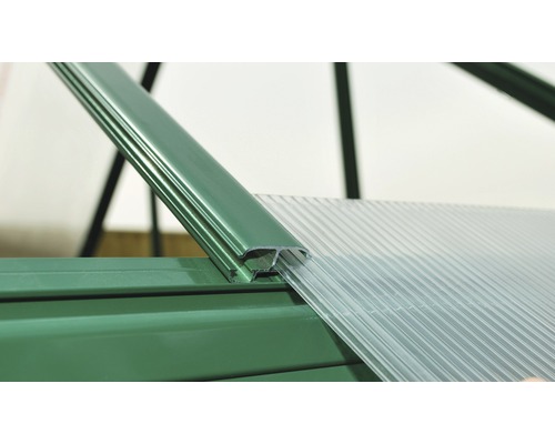 Palram kas – Canopia Mythos 6x14 dubbelwandige polycarbonaat panelen 4 mm incl. funderingsframe, gootsysteem 185 x 426 cm groen