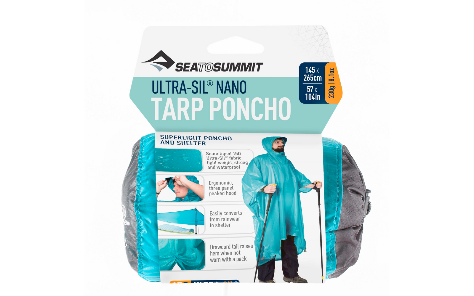 Sea to Summit Ultra-Sil Nano Tarp Poncho Regenponcho hellgrün