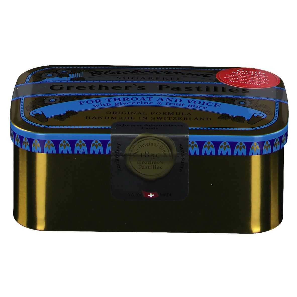Grethers Blackcurrant Silber zuckerfreie Pastillen