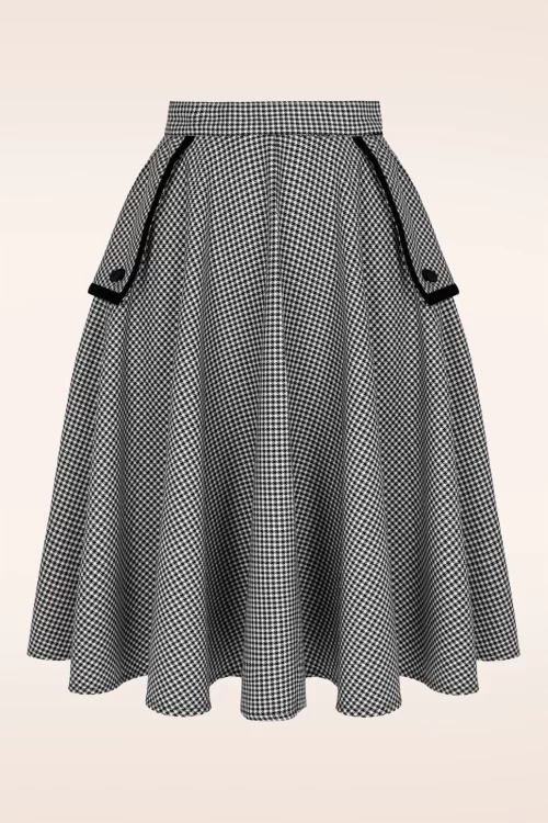 Bunny Teddy pied de poule swing rok in zwart en wit