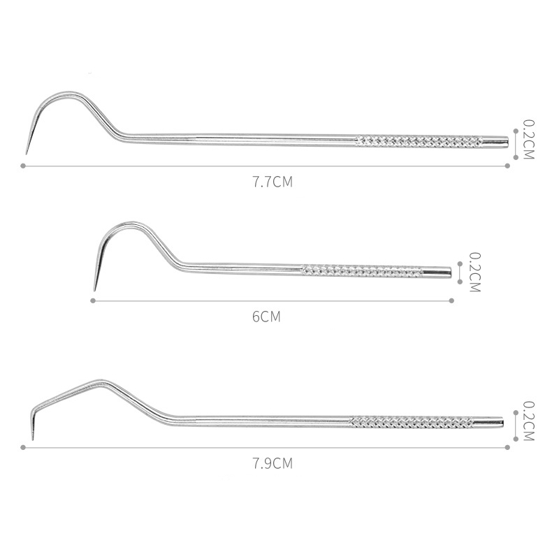 (7-tlg. Set) Edelstahl Reise Dentalhygiene Instrumente Schlüsselanhänger Reinigungs Zahnpflege Kit - Silber