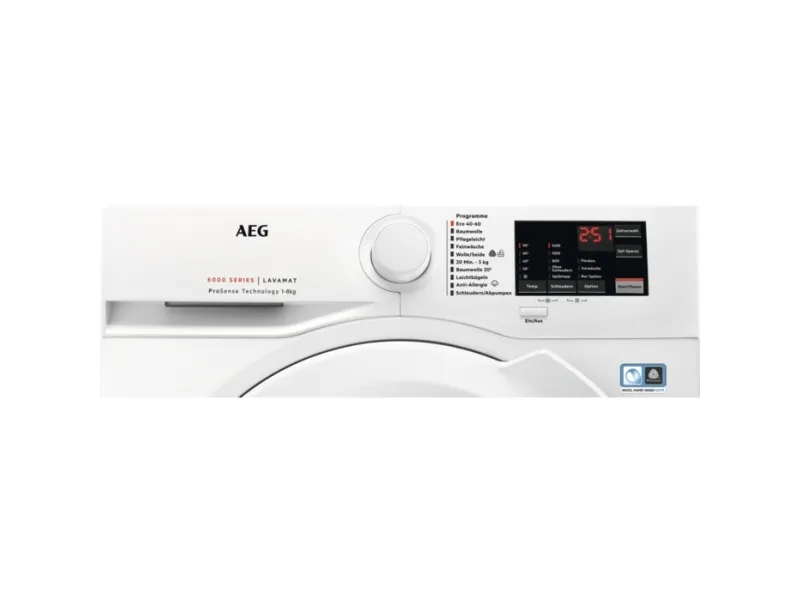 AEG LAVAMAT 6000 Series L6FBA51480 - Vaskemaskine - højde: 85 cm - frontbetjening - 8 kg - 1400 rpm - hvid