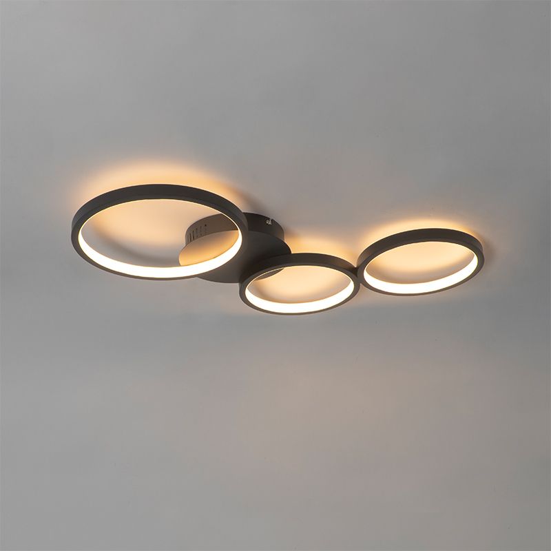 Design plafondlamp zwart incl. LED 3-staps dimbaar 3-lichts - Pande