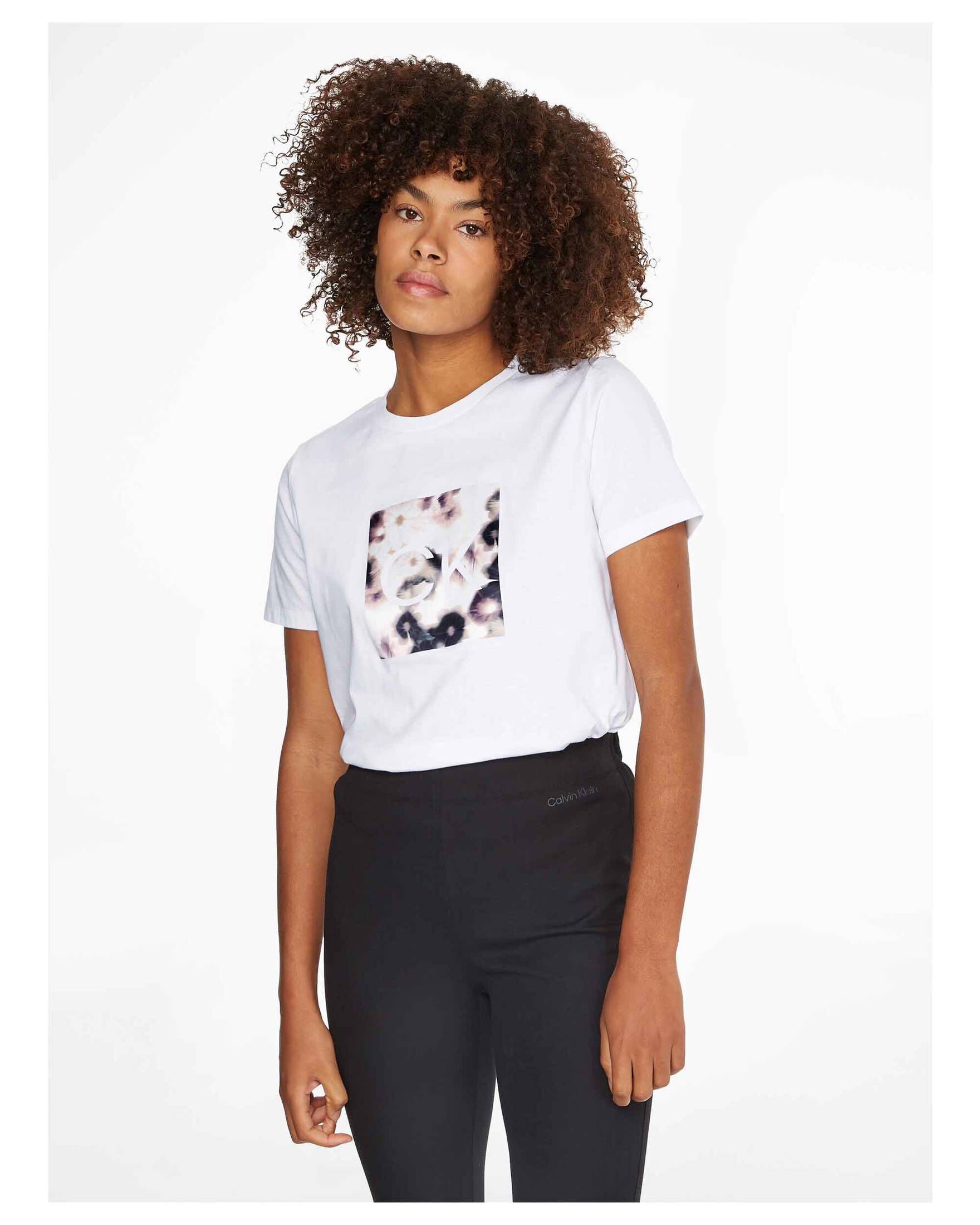CALVIN KLEIN| Damen T-Shirt BLURRED FLOWER CK T-SHIRT
