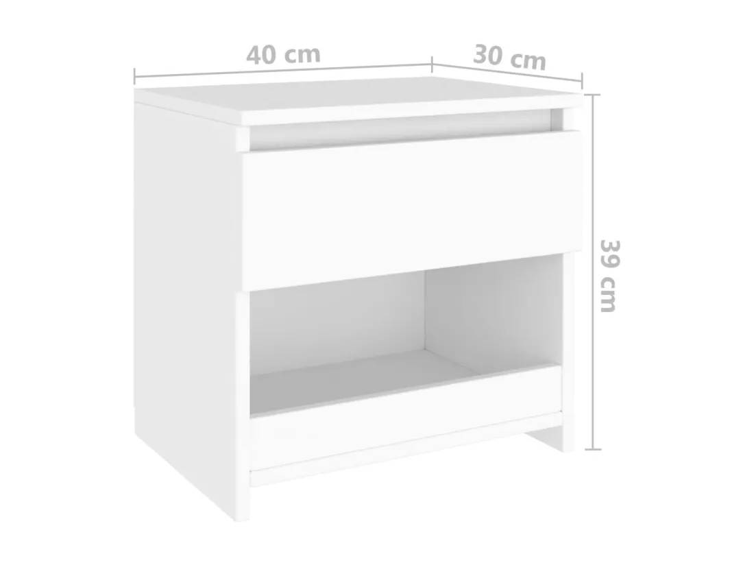 Table de chevet Blanc 40x30x39 cm Aggloméré