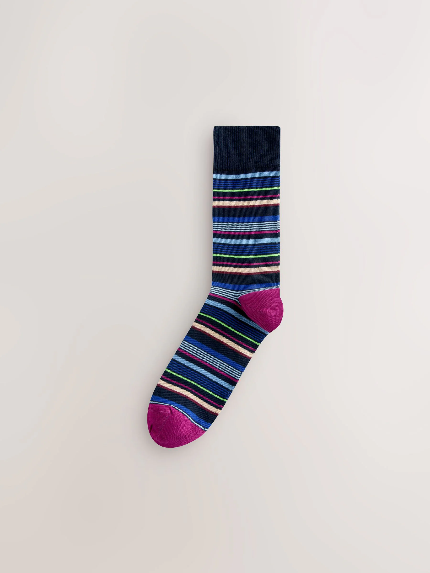 Blauw/oranje - Set van 8 sokken met patroon