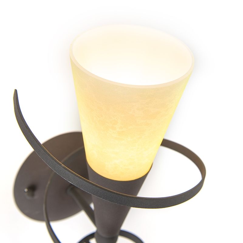 Landelijk wandlamp roestbruin met creme glas - Castle