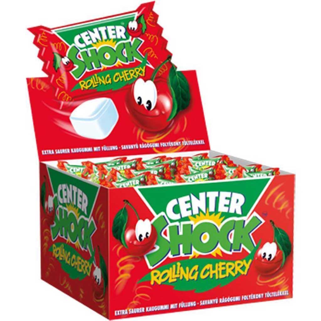 Center Shock Rolling Cherry saure Kaugummi 100er Thekendisplay 400g
