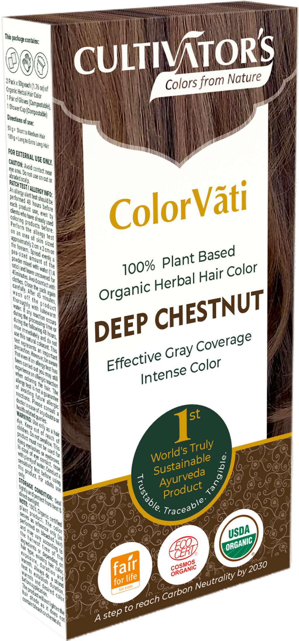 CULTIVATOR'S  ColorVãti Organic Herbal Hair Color - 16 Deep Chestnut, 100 g