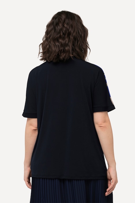 Blusenshirt, Blüten, Oversized, Tunika-Ausschnitt, Halbarm